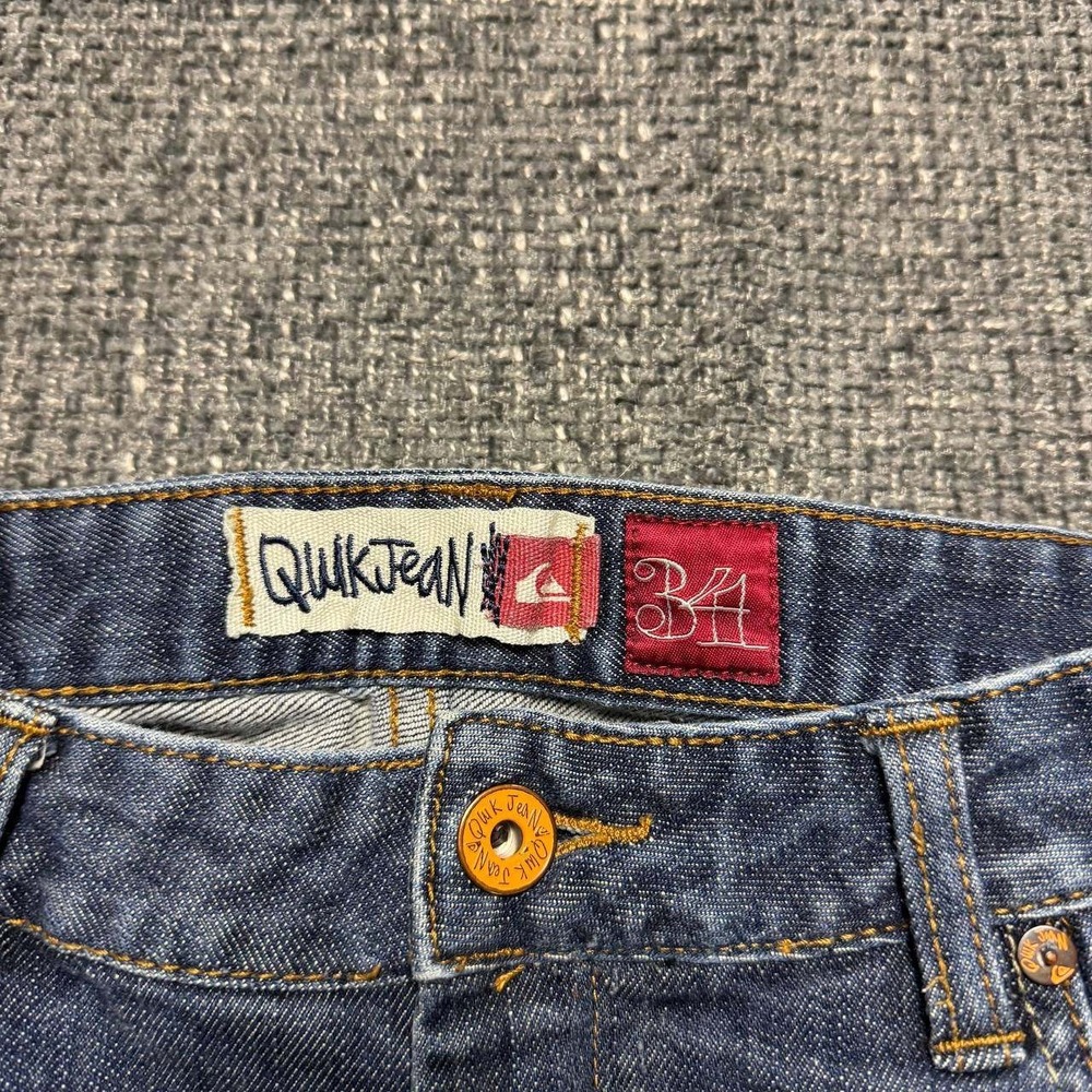Quiksilver Straight Leg Jeans Mens 32 Blue Y2K Skate Denim Distressed 0608 - Picture 6 of 12